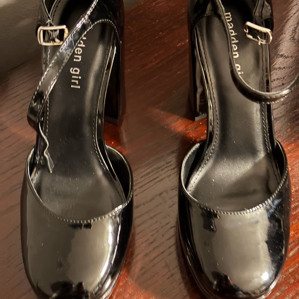 Madden Girl Shiny Black Heels